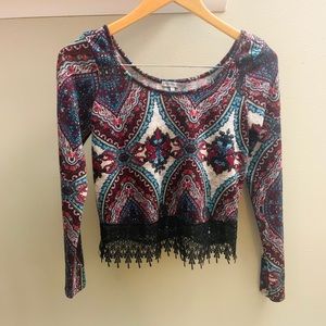 Charlotte Russe Laced Long-Sleeve Shirt